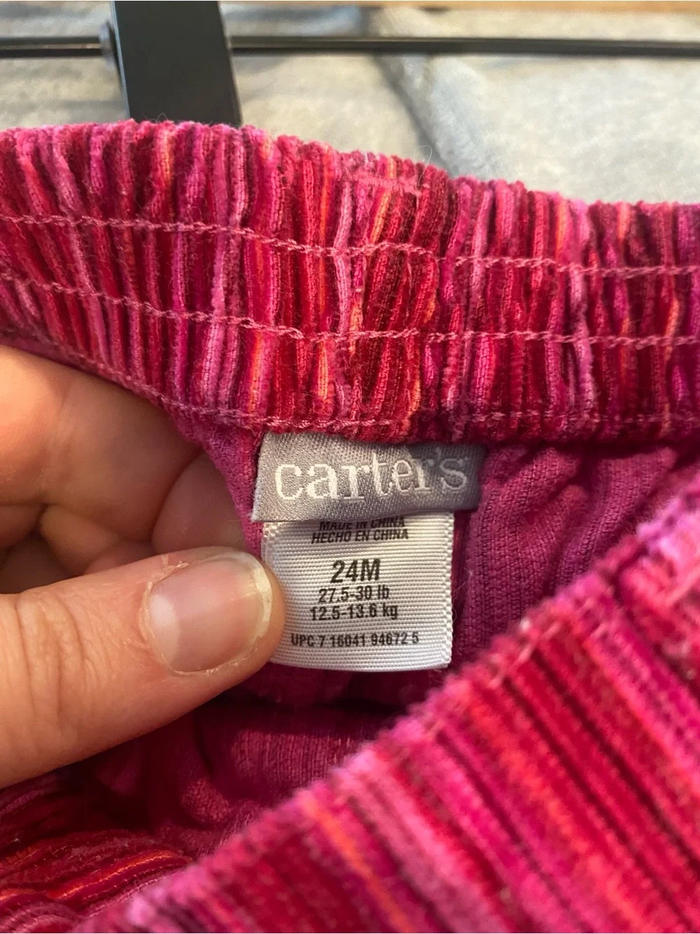 Carters vintage girls toddler wide leg cord pants pink striped 24 months